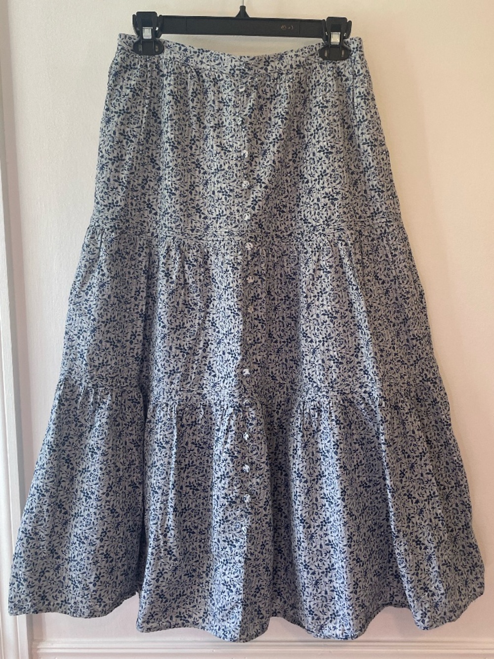 Madewell Blue and White Floral Maxi Skirt
